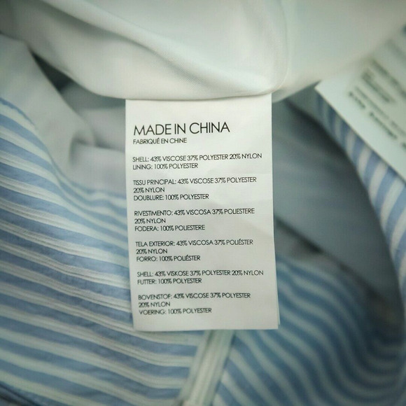 Club Monaco Size 12 Blue White Stripe Wide Leg Side Zip Lined Relaxed Pants NEW - Picture 4 of 7